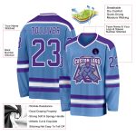 Custom Light Blue Purple White Hockey Jersey for Men and Women, Personalized Team Sports Apparel Custom Light Blue Purple-White - Image 3