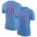 Light Blue Purple White Performance T-Shirt - Custom Mens Sports Top Custom Light Blue Purple-White Performance T-Shirt