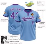 Light Blue Purple White Two-Button Unisex Softball Jersey Custom Design Custom Light Blue Purple-White Two-Button Unisex - Image 3
