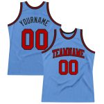 Light Blue Red Black Authentic Throwback Basketball Jersey - Custom Design Custom Light Blue Red-Black Authentic Throwback