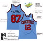 Light Blue Red Black Authentic Throwback Basketball Jersey - Custom Design Custom Light Blue Red-Black Authentic Throwback - Image 2