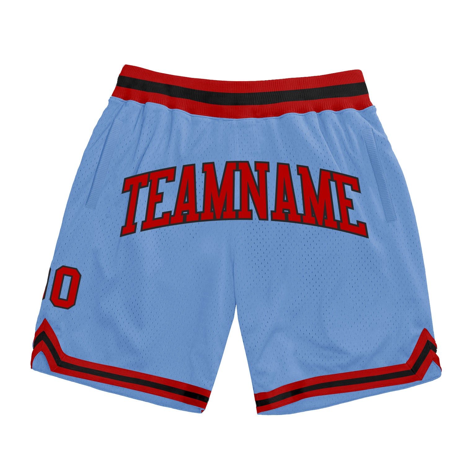 Custom Light Blue Red Black Throwback Basketball Shorts for Men Custom Light Blue Red-Black Authentic Throwback Basketball