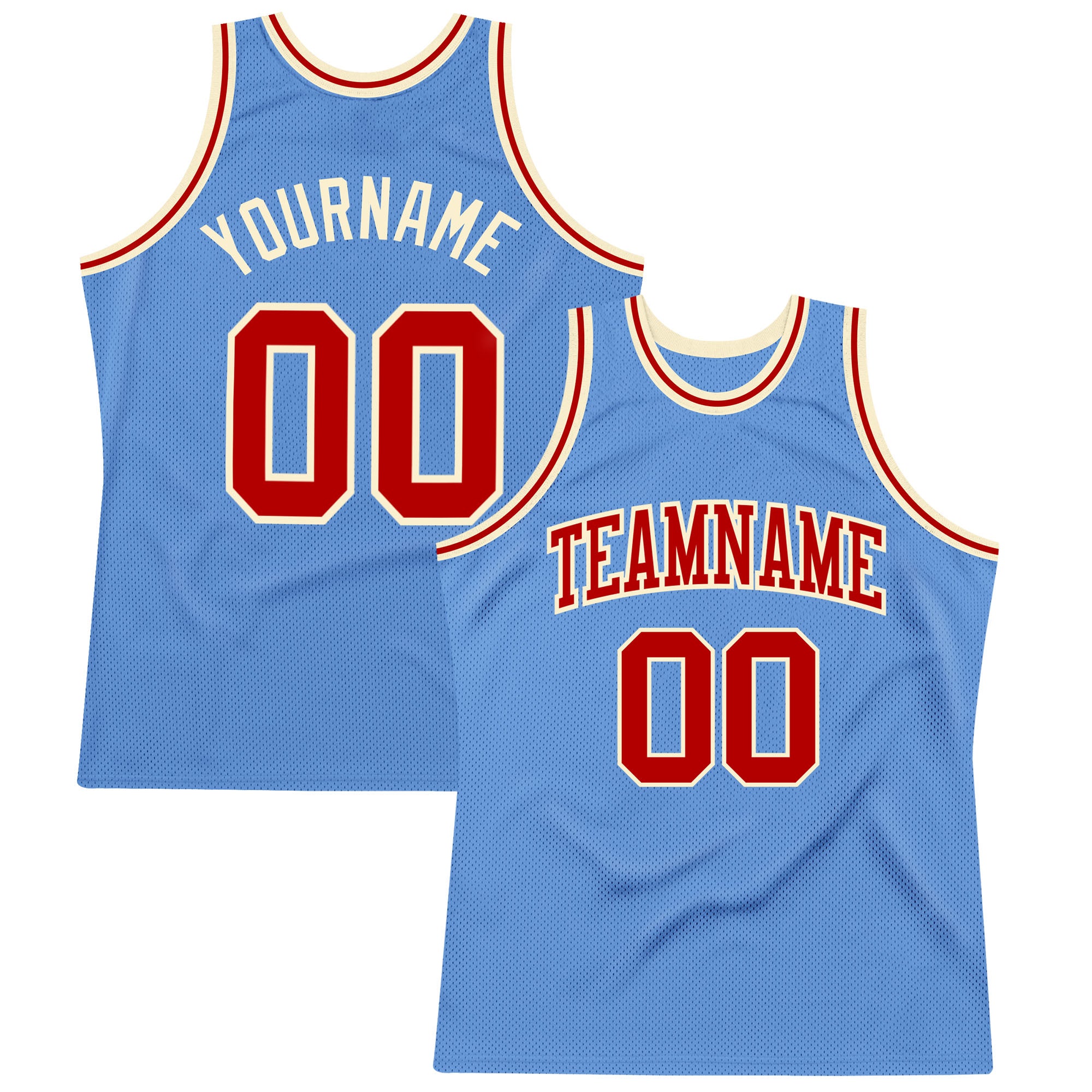 Authentic Custom Throwback Basketball Jersey Light Blue Red Cream Custom Light Blue Red-Cream Authentic Throwback Basketball