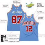 Authentic Custom Throwback Basketball Jersey Light Blue Red Cream Custom Light Blue Red-Cream Authentic Throwback Basketball - Image 2