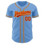 Authentic Light Blue Red-Gold Baseball Jersey Custom Style 5640 Custom Light Blue Red-Gold Authentic Baseball Jersey Style - Image 2