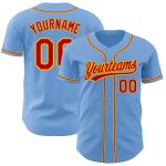 Authentic Light Blue Red-Gold Baseball Jersey Custom Style 5640 Custom Light Blue Red-Gold Authentic Baseball Jersey Style