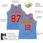 Light Blue Red-Gold Authentic Basketball Jersey - Custom Throwback Style Custom Light Blue Red-Gold Authentic Throwback Basketball - Image 2