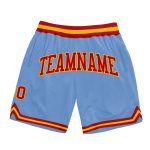 Authentic Light Blue Red-Gold Throwback Basketball Shorts - Custom Fit Custom Light Blue Red-Gold Authentic Throwback Basketball