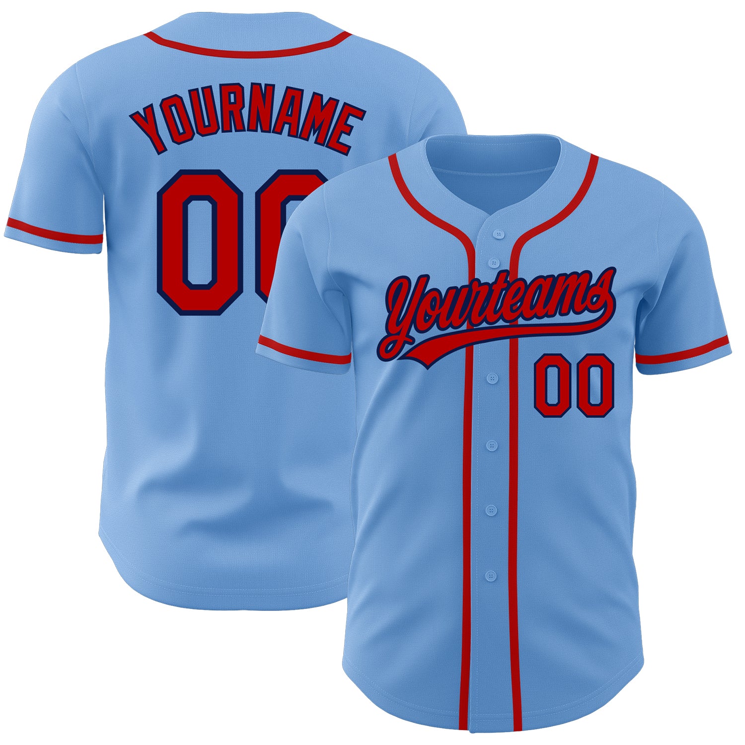 Light Blue Red Navy Authentic Baseball Jersey - Custom Design for Fans Custom Light Blue Red-Navy Authentic Baseball Jersey