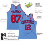 Light Blue Red-Navy Basketball Jersey - Custom Authentic Throwback Design Custom Light Blue Red-Navy Authentic Throwback - Image 2