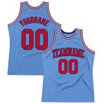 Light Blue Red-Navy Basketball Jersey - Custom Authentic Throwback Design Custom Light Blue Red-Navy Authentic Throwback