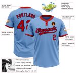 Light Blue Red-Navy Unisex Softball Jersey Custom Two-Button Design Custom Light Blue Red-Navy Two-Button Unisex Softball - Image 3