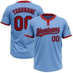 Light Blue Red-Navy Unisex Softball Jersey Custom Two-Button Design Custom Light Blue Red-Navy Two-Button Unisex Softball