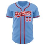 Light Blue Red-White Authentic Baseball Jersey - Custom Design for Ultimate Fan Experience Custom Light Blue Red-White Authentic - Image 2
