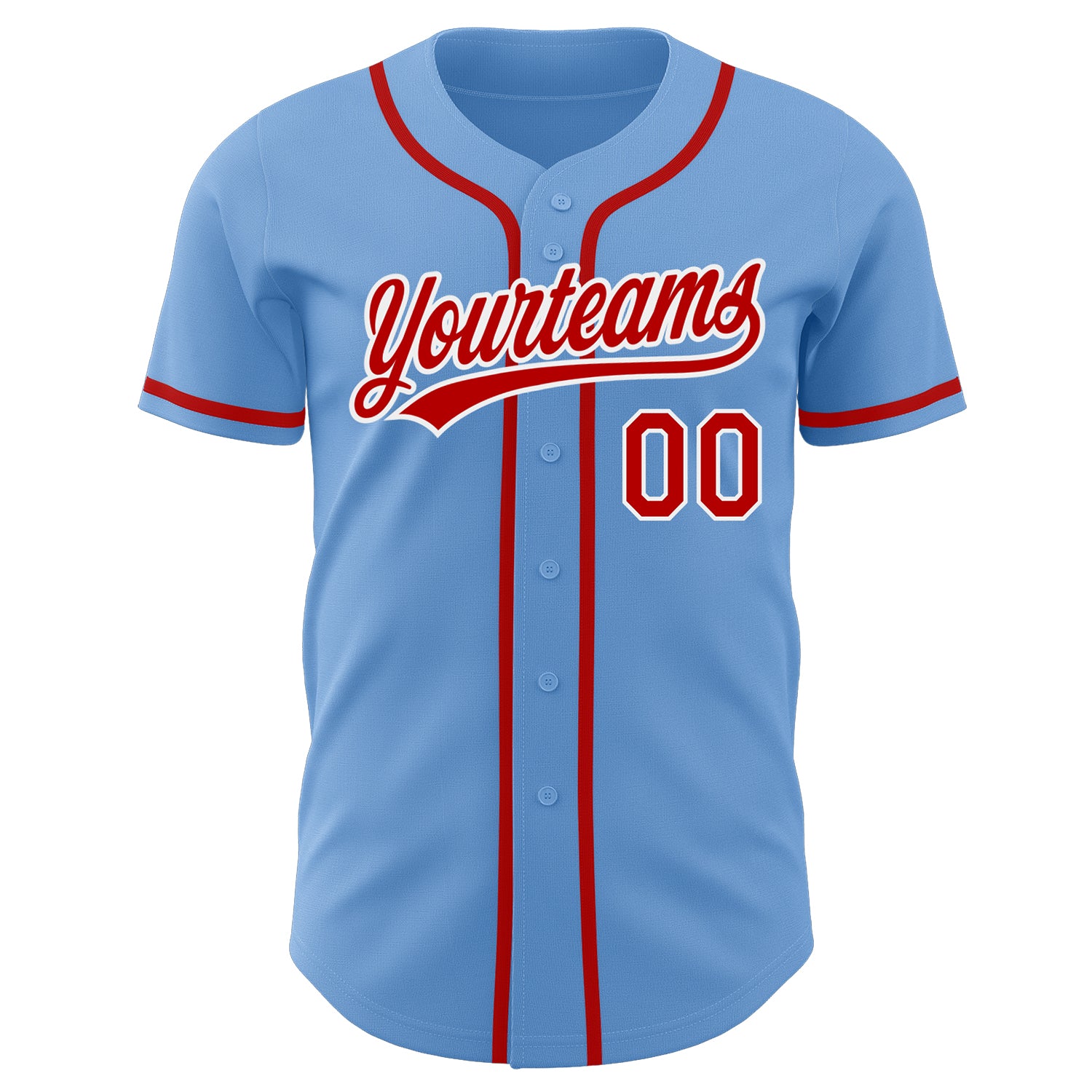 Custom Light Blue Red-White Authentic Baseball Jersey Light Blue Red-White Authentic Baseball Jersey - Custom Design for Ultimate Fan Experience Custom Light Blue Red-White Authentic - Image 2