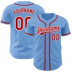 Light Blue Red-White Authentic Baseball Jersey - Custom Design for Ultimate Fan Experience Custom Light Blue Red-White Authentic