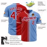 Custom Light Blue Red White Baseball Jersey | Authentic Fade Fashion Design Custom Light Blue Red-White Authentic Fade Fashion - Image 2