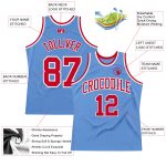Light Blue Red-White Authentic Throwback Basketball Jersey - Custom Fit Custom Light Blue Red-White Authentic Throwback Basketball - Image 2