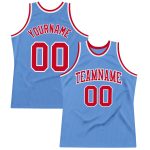 Light Blue Red-White Authentic Throwback Basketball Jersey - Custom Fit Custom Light Blue Red-White Authentic Throwback Basketball