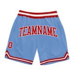 Custom Light Blue Red White Basketball Shorts - Authentic Throwback Style Custom Light Blue Red-White Authentic Throwback