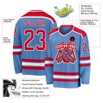 Light Blue Red White Custom Hockey Jersey - Personalized Team Sportswear Custom Light Blue Red-White Hockey Jersey - Image 3
