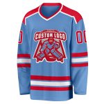 Light Blue Red White Custom Hockey Jersey - Personalized Team Sportswear Custom Light Blue Red-White Hockey Jersey - Image 2