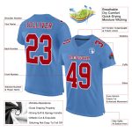 Light Blue Red White Authentic Football Jersey - Custom Mesh Design Custom Light Blue Red-White Mesh Authentic Football Jersey - Image 2