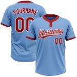 Light Blue Red White Two-Button Unisex Softball Jersey Custom Design Custom Light Blue Red-White Two-Button Unisex Softball