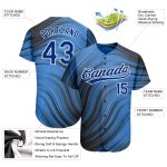 Light Blue Baseball Jersey with 3D Royal-Black Pattern Design - Custom Authentic Style Custom Light Blue Royal-Black 3D Pattern - Image 3