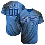 Light Blue Baseball Jersey with 3D Royal-Black Pattern Design - Custom Authentic Style Custom Light Blue Royal-Black 3D Pattern