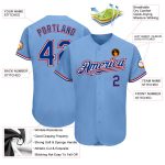 Authentic Baseball Jersey Custom Light Blue Royal-Red Design - Personalized Sports Apparel Custom Light Blue Royal-Red Authentic - Image 3