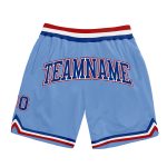 Light Blue Royal-Red Throwback Basketball Shorts - Custom Authentic Design Custom Light Blue Royal-Red Authentic Throwback