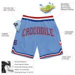 Light Blue Royal-Red Throwback Basketball Shorts - Custom Authentic Design Custom Light Blue Royal-Red Authentic Throwback - Image 2