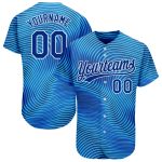 Light Blue 3D Pattern Baseball Jersey - Custom Royal-White Design, Authentic Style Custom Light Blue Royal-White 3D Pattern