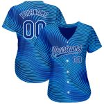Light Blue 3D Pattern Baseball Jersey - Custom Royal-White Design, Authentic Style Custom Light Blue Royal-White 3D Pattern - Image 2