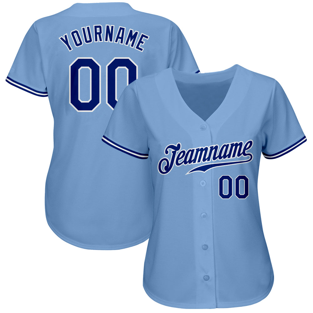 Custom Light Blue Royal-White Authentic Baseball Jersey Custom Light Blue Baseball Jersey - Royal-White Authentic Design Custom Light Blue Royal-White Authentic Baseball Jersey - Image 2