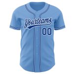 Light Blue Baseball Jersey - Custom Royal-White Style 3408 Authentic Design Custom Light Blue Royal-White Authentic Baseball - Image 2