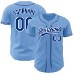 Light Blue Baseball Jersey - Custom Royal-White Style 3408 Authentic Design Custom Light Blue Royal-White Authentic Baseball