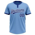 Light Blue Two-Button Royal White Unisex Softball Jersey - Customizable Sports Apparel Custom Light Blue Royal-White Two-Button - Image 2