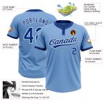 Light Blue Two-Button Royal White Unisex Softball Jersey - Customizable Sports Apparel Custom Light Blue Royal-White Two-Button - Image 3