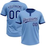 Light Blue Two-Button Royal White Unisex Softball Jersey - Customizable Sports Apparel Custom Light Blue Royal-White Two-Button