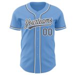 Light Blue Gray Custom Baseball Jersey - Authentic White Sportswear Custom Light Blue Steel Gray-White Authentic Baseball - Image 2