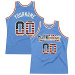 Light Blue Vintage USA Flag Basketball Jersey - Cream Authentic Throwback Design Custom Light Blue Vintage USA Flag-Cream