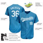Light Blue White 3D Pattern Baseball Jersey - Custom Authentic Design Custom Light Blue White 3D Pattern Design Authentic - Image 3