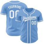 Authentic Light Blue White Custom Baseball Jersey for Men and Women Custom Light Blue White Authentic Baseball Jersey
