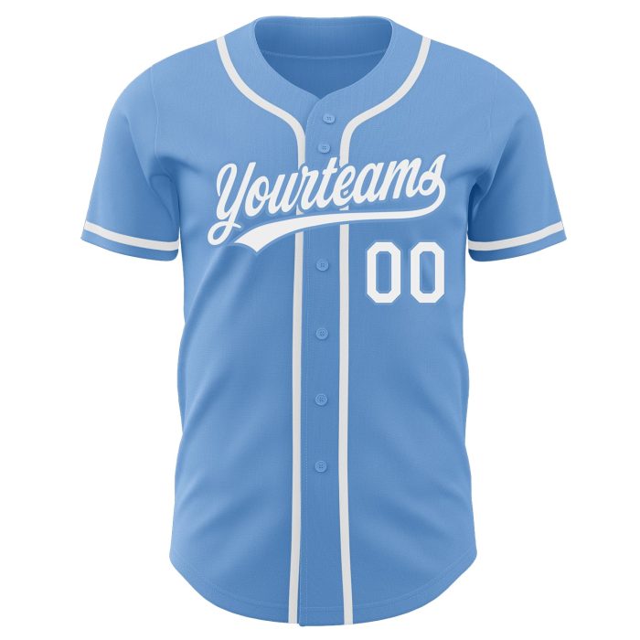 Authentic Light Blue White Custom Baseball Jersey for Men and Women Custom Light Blue White Authentic Baseball Jersey - Image 2