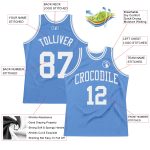 Authentic Throwback Basketball Jersey - Custom Light Blue and White Design Custom Light Blue White Authentic Throwback Basketball - Image 2