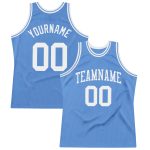 Authentic Throwback Basketball Jersey - Custom Light Blue and White Design Custom Light Blue White Authentic Throwback Basketball