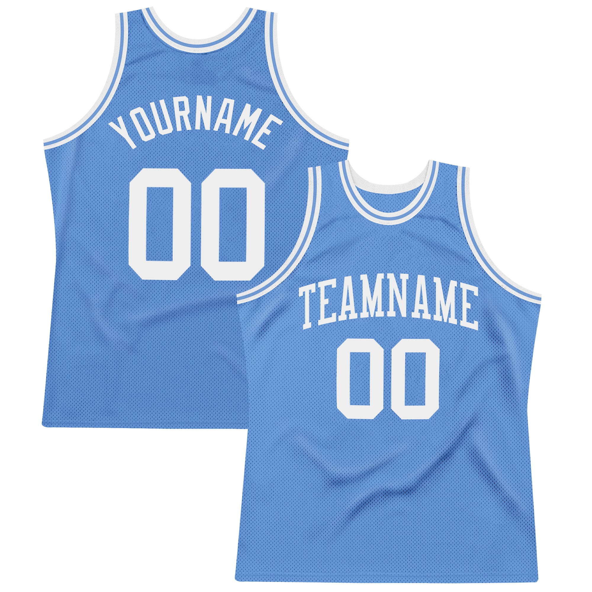 Custom Light Blue White Authentic Throwback Basketball Jersey Authentic Throwback Basketball Jersey - Custom Light Blue and White Design Custom Light Blue White Authentic Throwback Basketball - Image 1