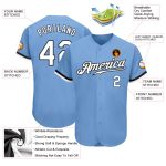 Custom Light Blue and Black Authentic Baseball Jersey, Personalized Design Custom Light Blue White-Black Authentic Baseball - Image 3
